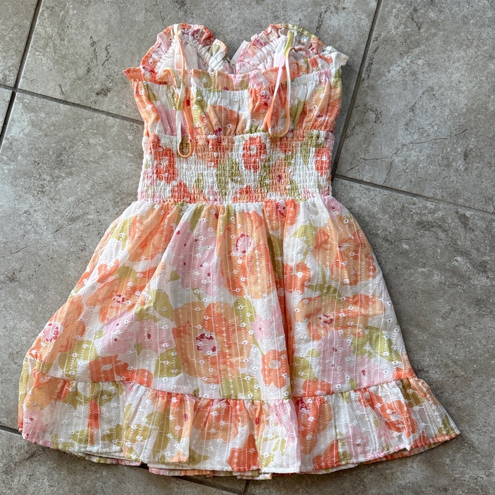 Sabo Skirt Floral Mini Dress - Pink and Orange - Picture 3 of 9